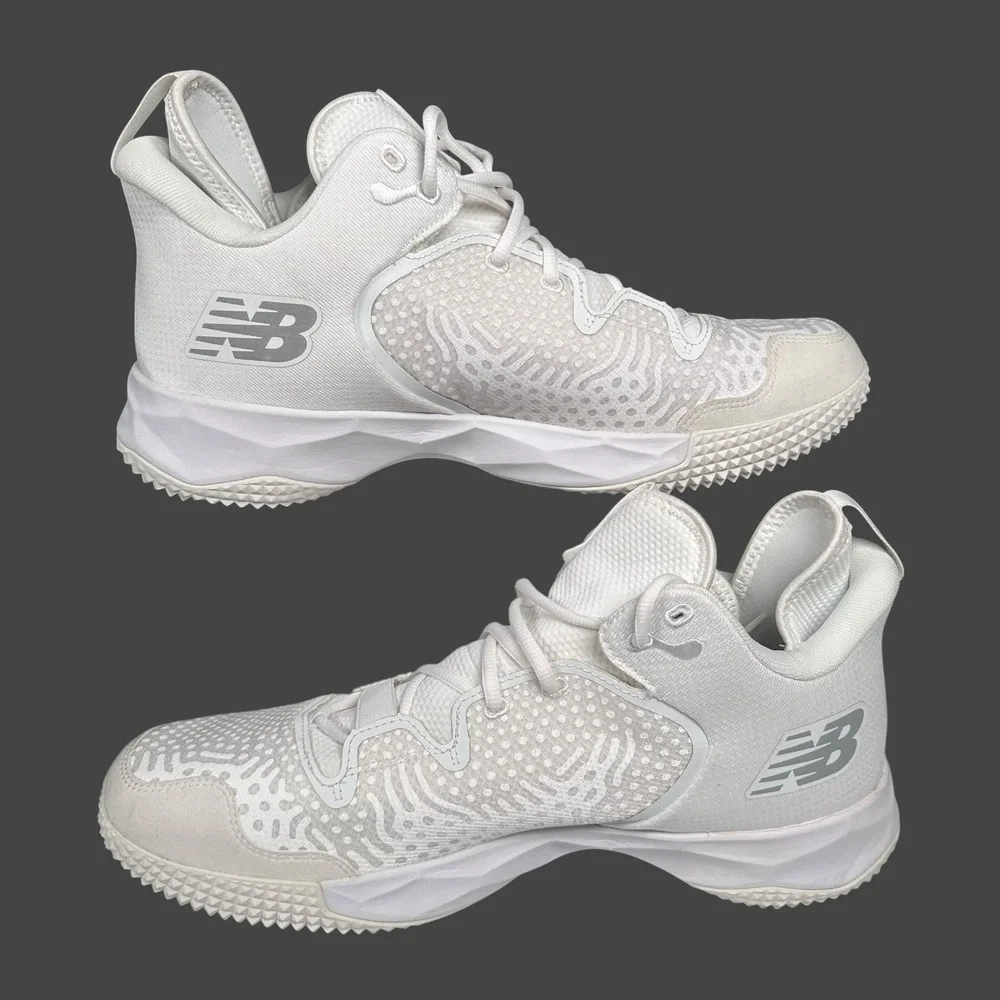 New Balance FreezTW3 Mid Turf Lacrosse Shoes Cleats Mens 15 White *Worn Once EUC
